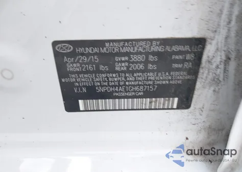 2016 Hyundai Elantra Se z USA, uszkodzony, nr VIN 5NPDH4AE1GH687157